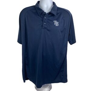 True Fan Tampa Bay Navy Blue Polo Shirt Men's XL Baseball TB‎ Rays